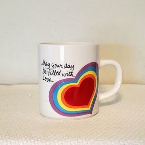 Avon Vintage 1983 The Love Mug Ceramic Coffee Mug With Rainbow Heart